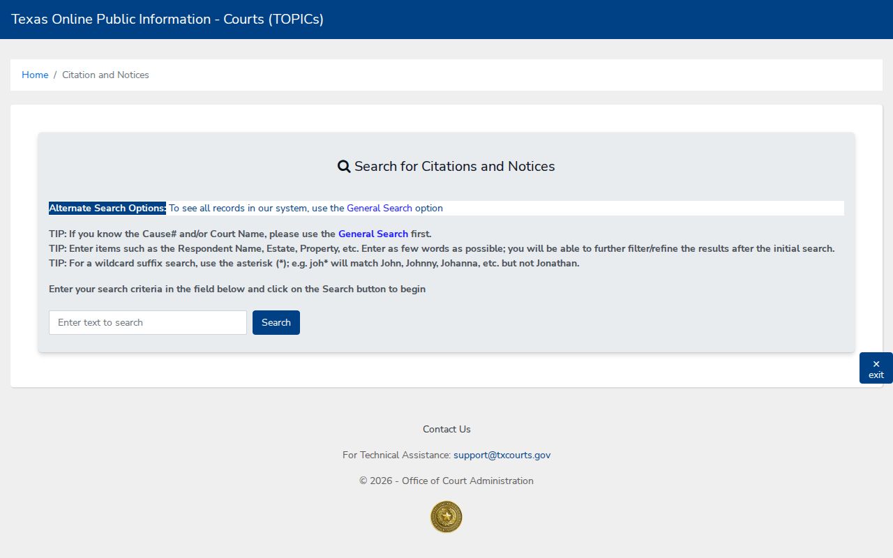 Texas OCA citations and notices search used as a supplemental Kent County ticket lookup