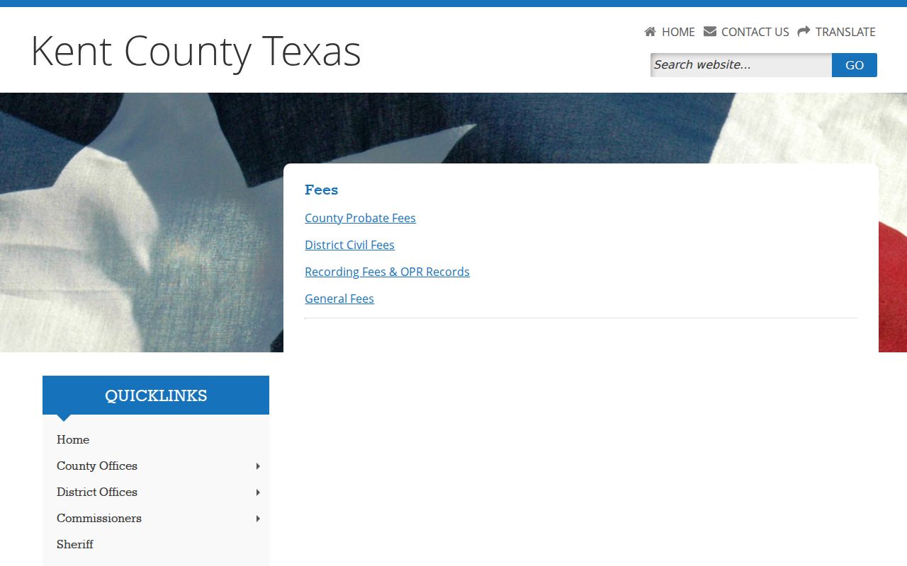 Kent County court docket official fee schedule page